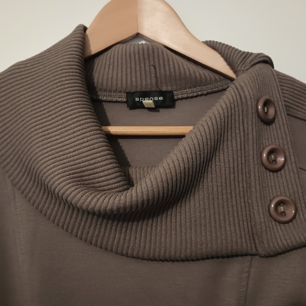 Brown Ribbed Button Sleeveless Dress